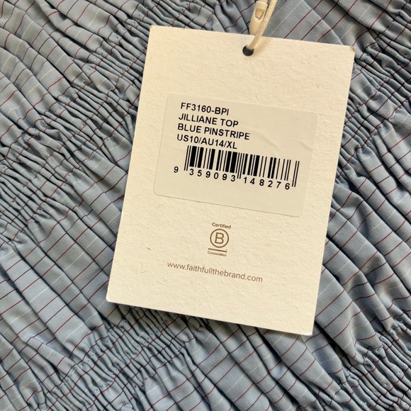 Faithfull the Brand Blue Pinstripe Smocked Cotton Strapless Tube Top
XL New NWT - Picture 7 of 10